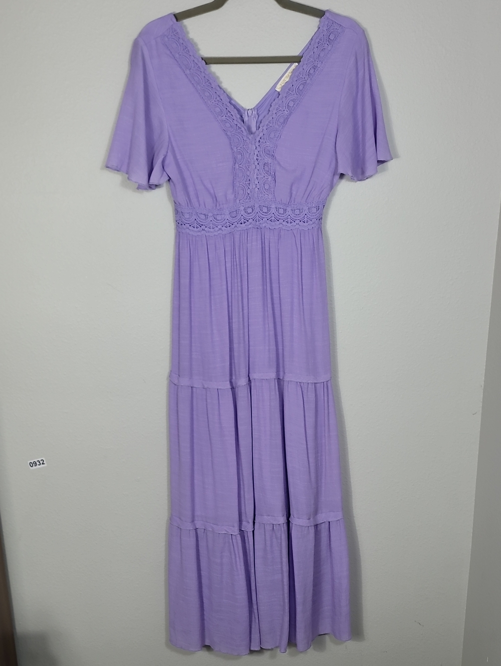 Kings Road Tiered Maxi Dress Size Small Purple Lace Crochet Cottagecore